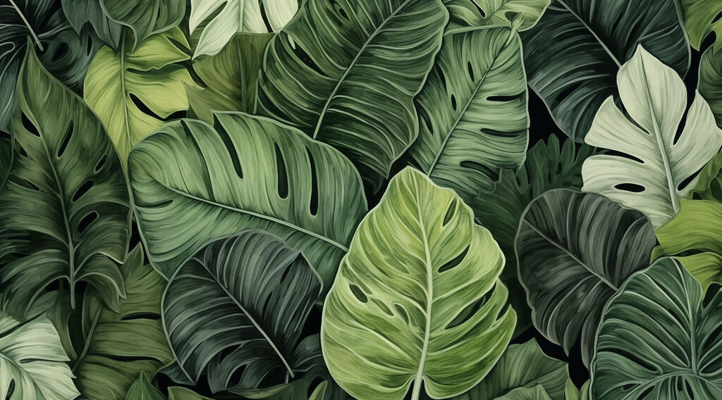 Monstera v listové klenbě — celý design