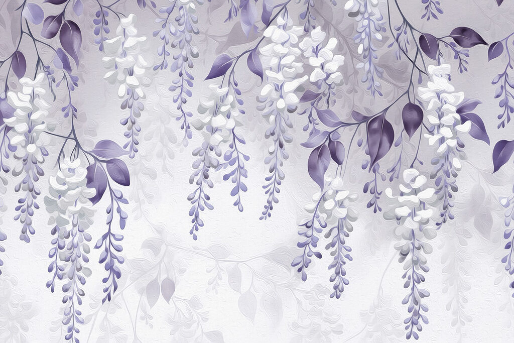Bílé visící květy — celý design