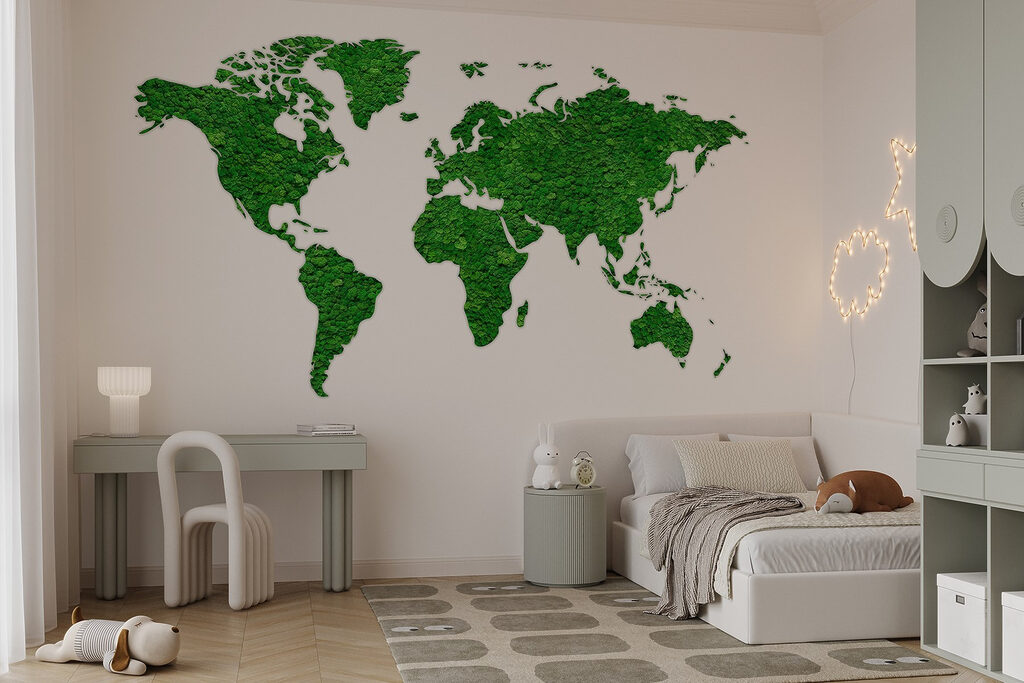 Mapa světa s texturou — interiér 3