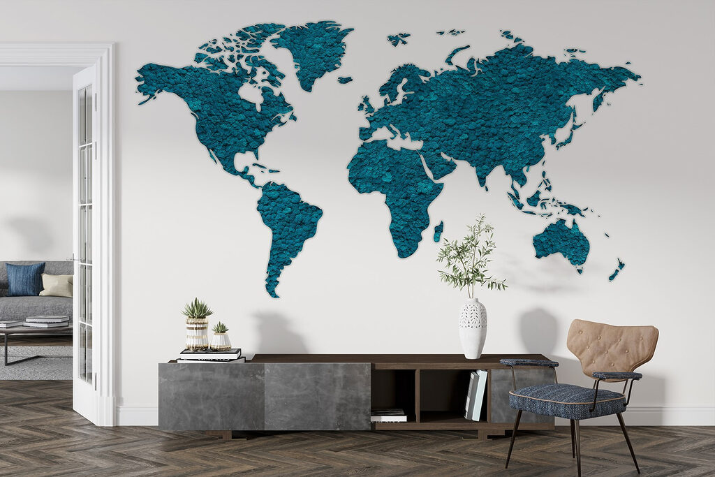 Mapa světa s texturou — interiér 3