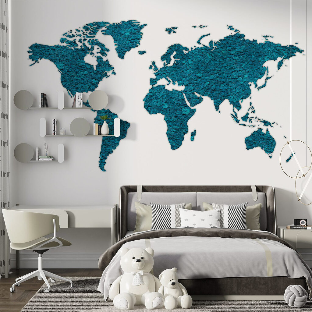 Mapa světa s texturou — interiér 4