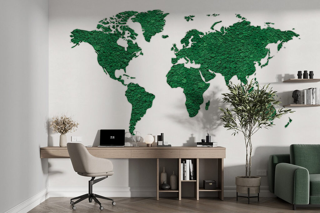 Mapa světa s texturou — interiér 4