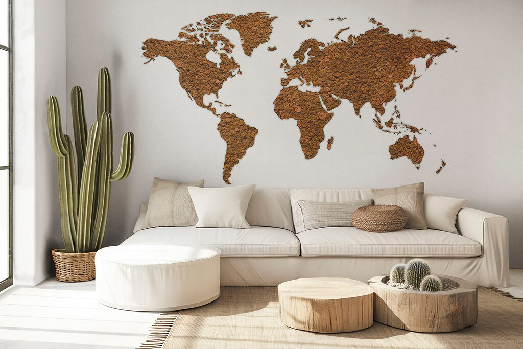 Mapa světa s texturou — interiér 2