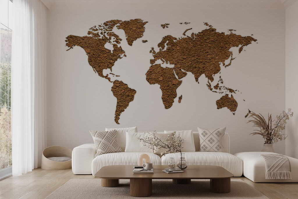 Mapa světa s texturou — interiér 3