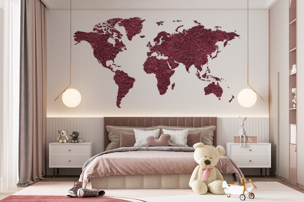 Mapa světa s texturou — interiér 4