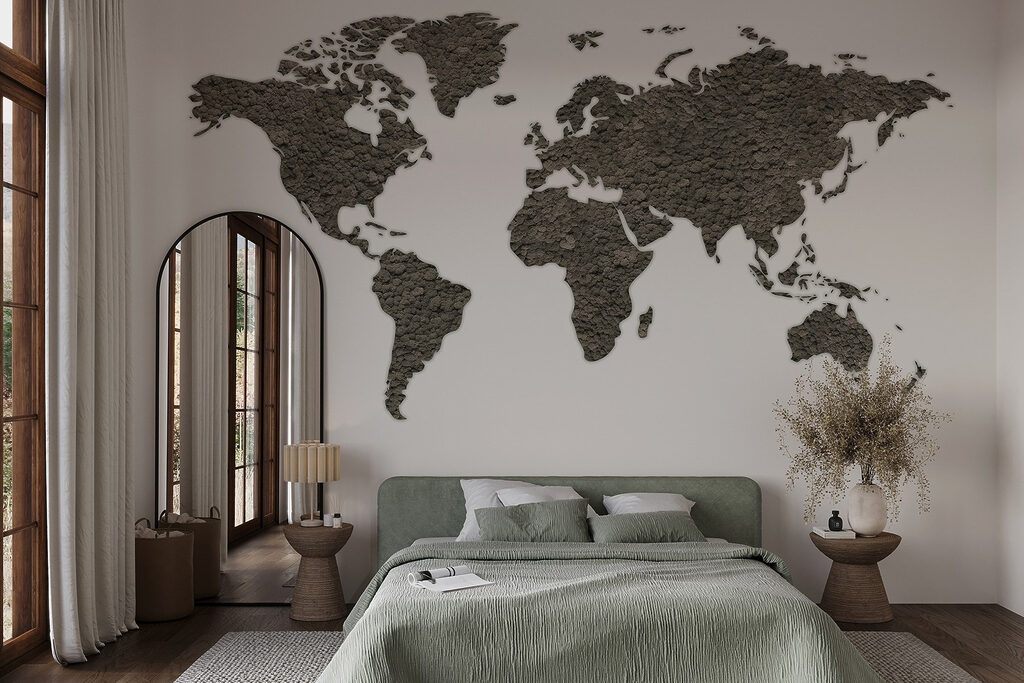 Mapa světa s texturou — interiér 1