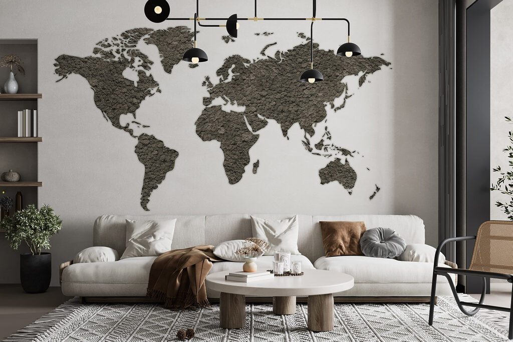 Mapa světa s texturou — interiér 3