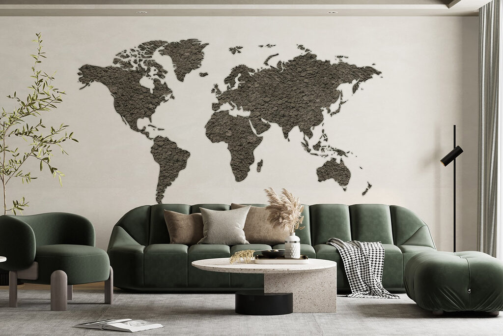 Mapa světa s texturou — interiér 4
