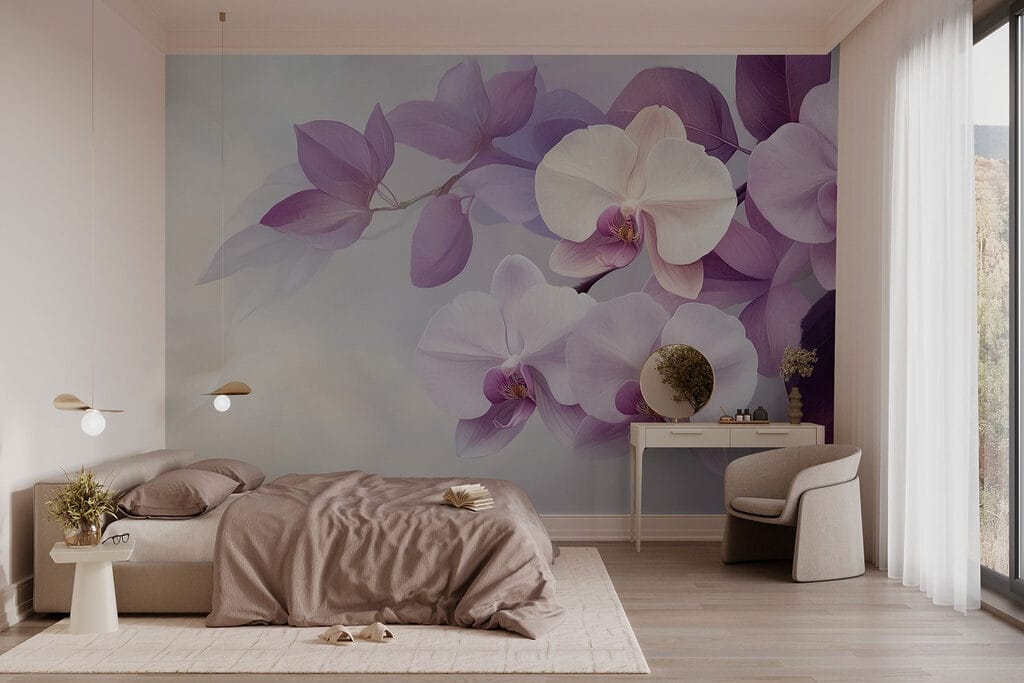 Orchideje mezi fialovými listy — interiér 2