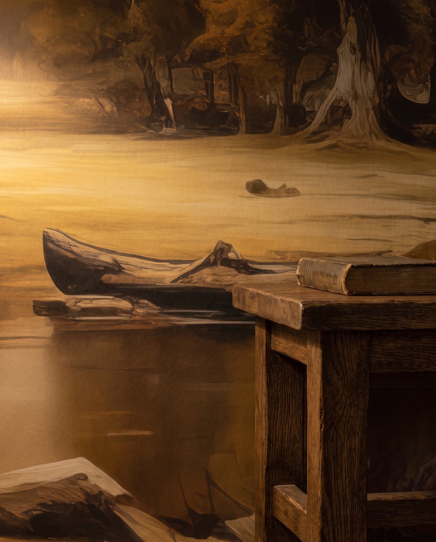 Loďky na podzimním jezeře — detail