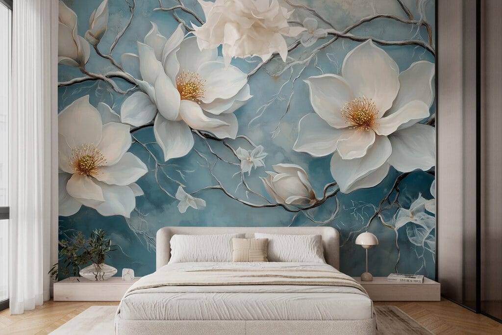 Magnolie na modrém pozadí — interiér 2