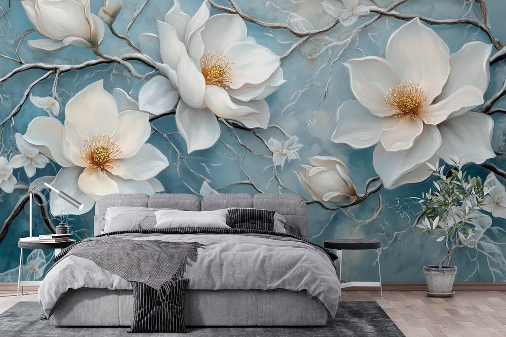 Magnolie na modrém pozadí — interiér 3