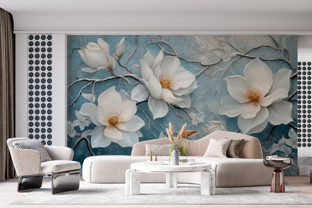 Magnolie na modrém pozadí — interiér 5