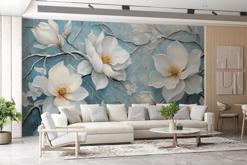 Magnolie na modrém pozadí — interiér 6