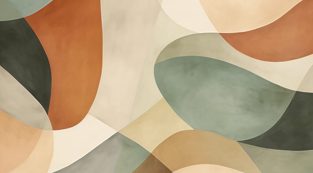 Zelené oblouky s terakotou — celý design