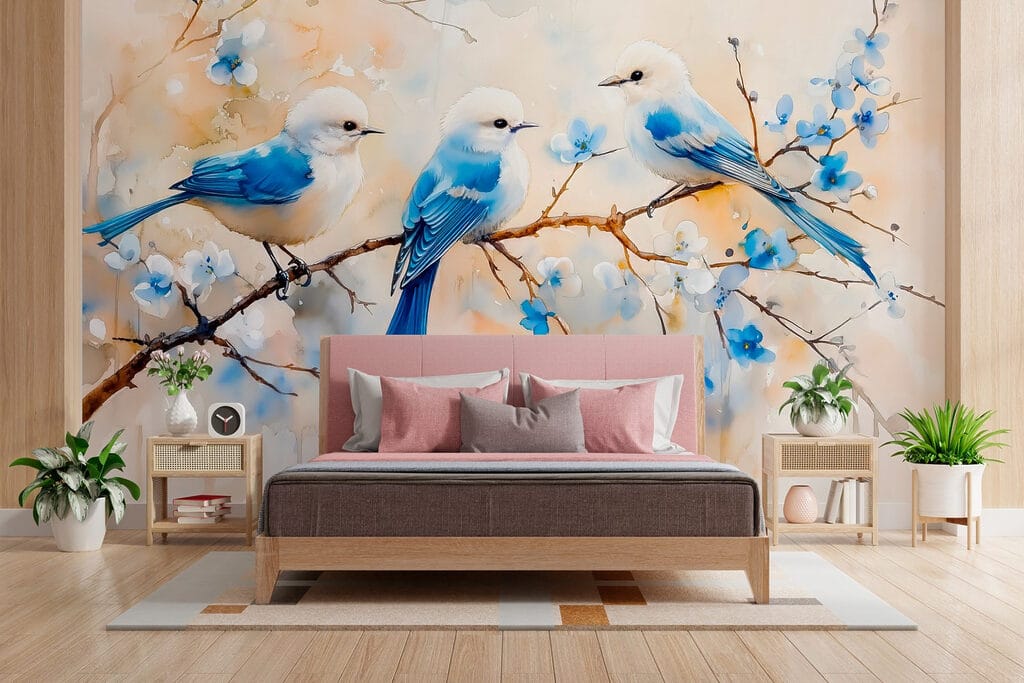 Modří ptáci na větvi — interiér 2