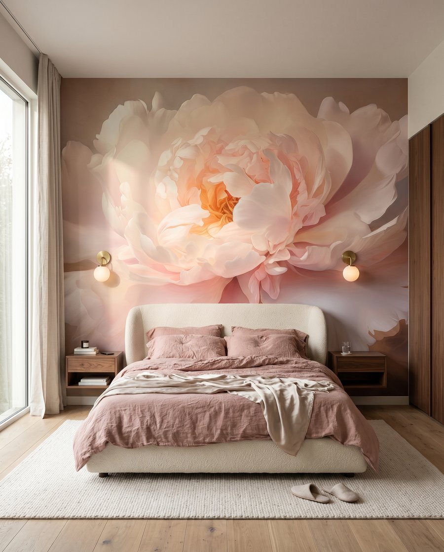 Růžový květ ve světle — interiér 2
