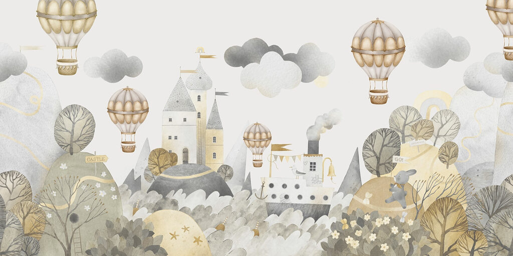 Pohádkový hrad s balóny — celý design