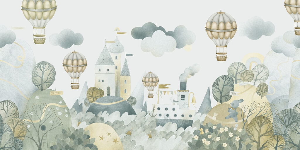 Pohádkový hrad s balóny — celý design