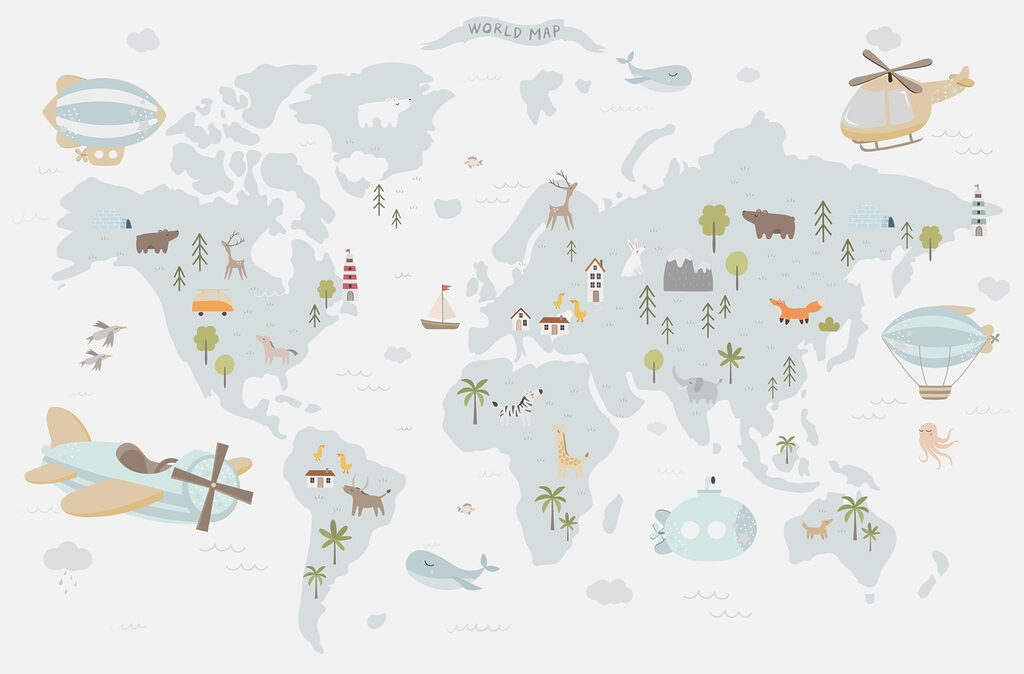 Mapa světa s cestovateli — celý design