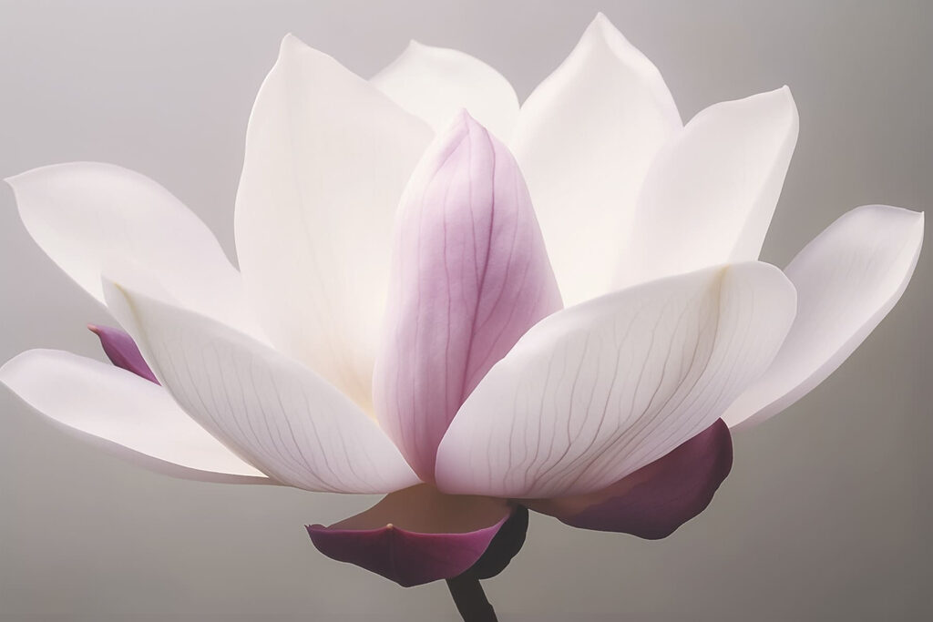 Lila srdce magnolie — celý design