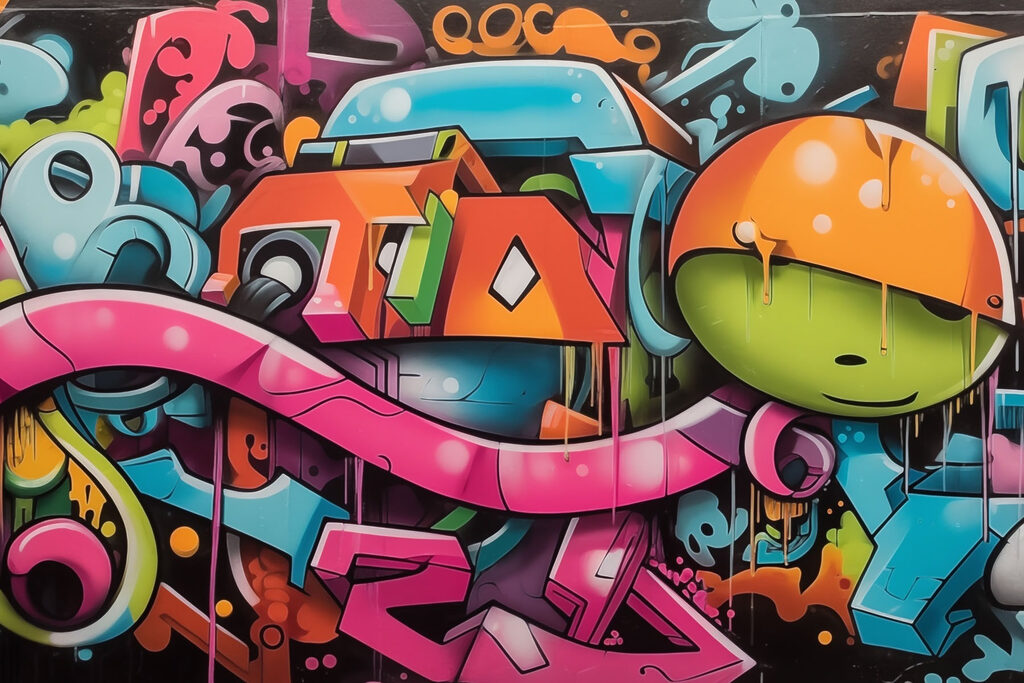 Barevné graffiti se sluchátky — celý design