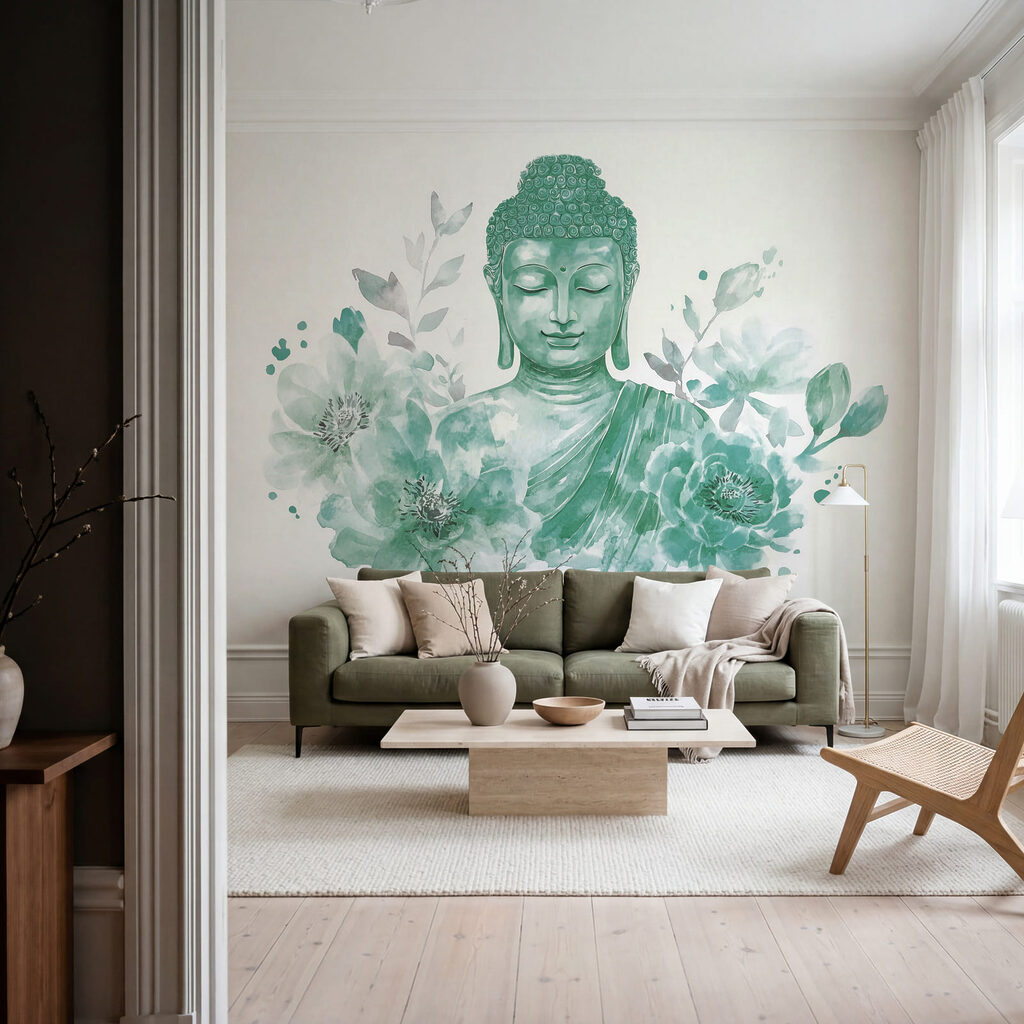 Buddha mezi plnými květy — interiér 1