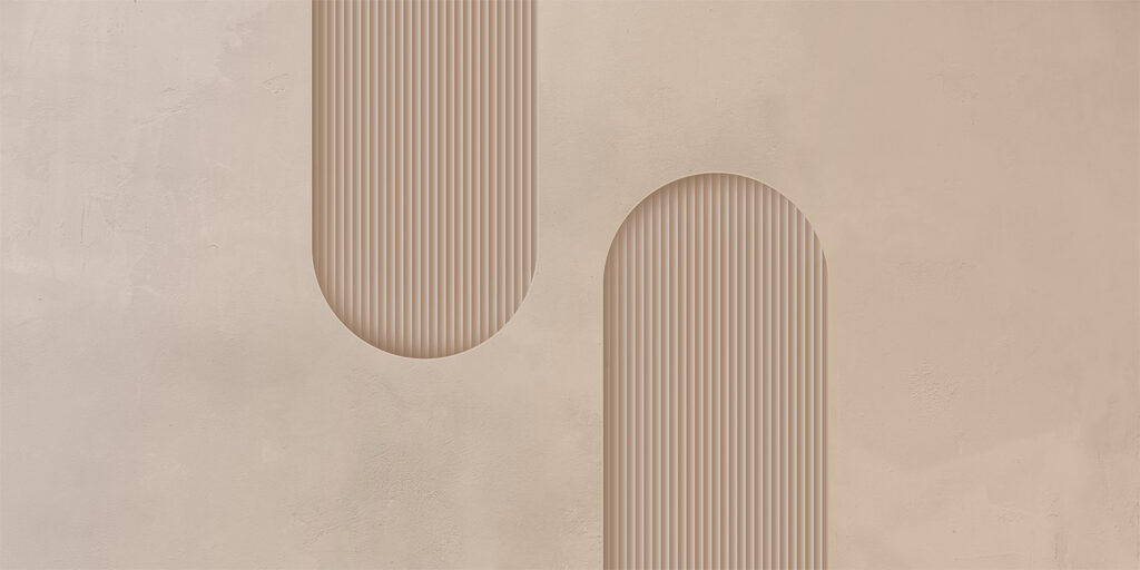 Dva žebrované oblouky — celý design