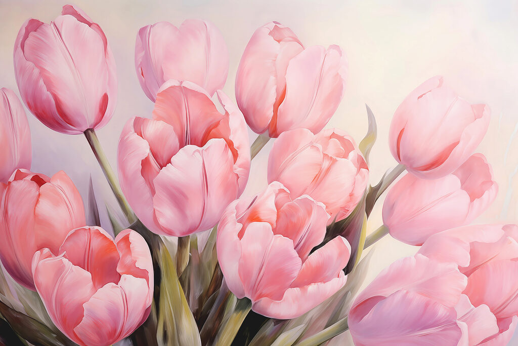 Husté růžové tulipány — celý design