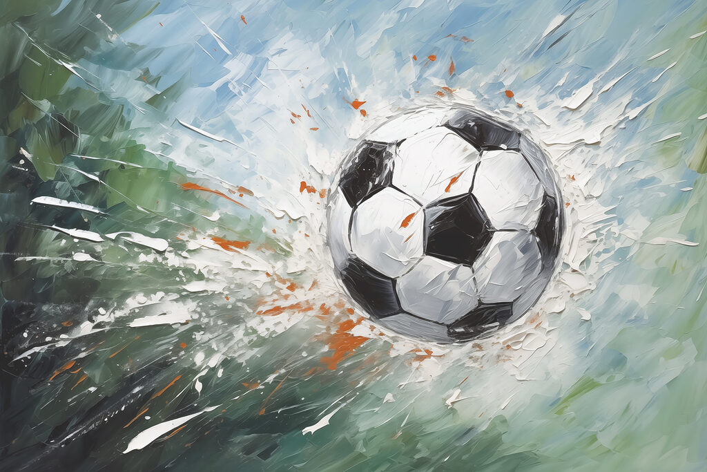 Míč v barevné bouři — celý design