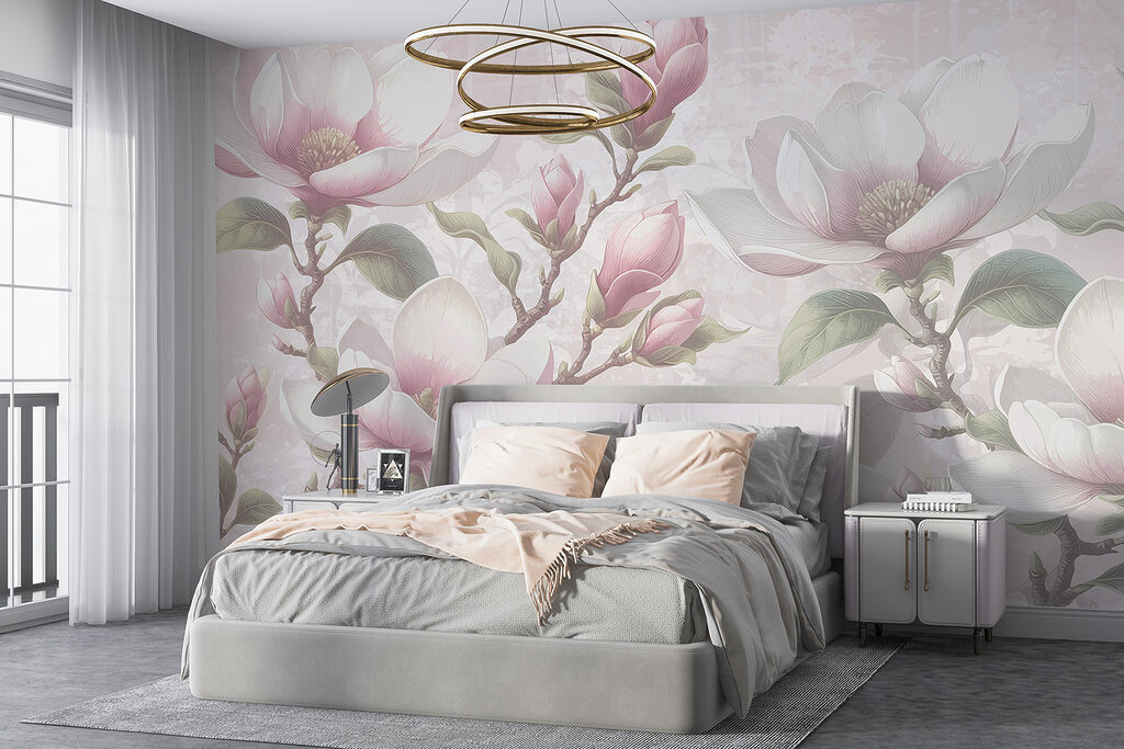 Magnolie na šedém pozadí — interiér 1