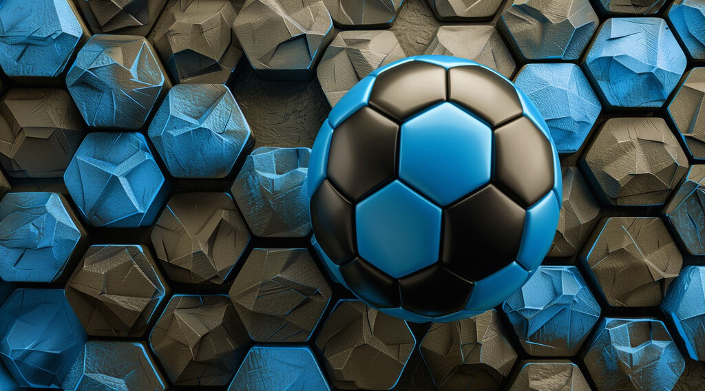 Modrý fotbalový míč — celý design