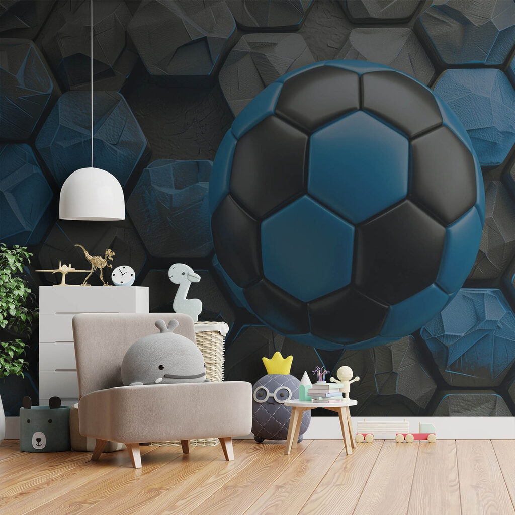 Modrý fotbalový míč — interiér 3
