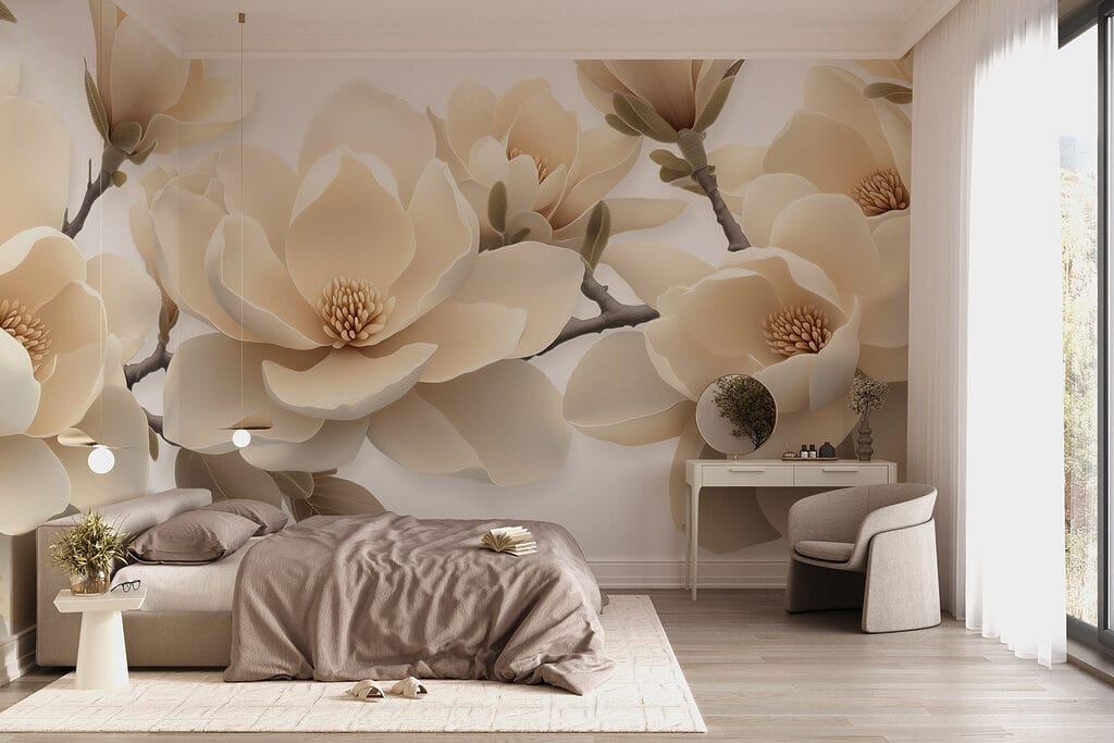 Krémové magnolie vedle sebe — interiér 1