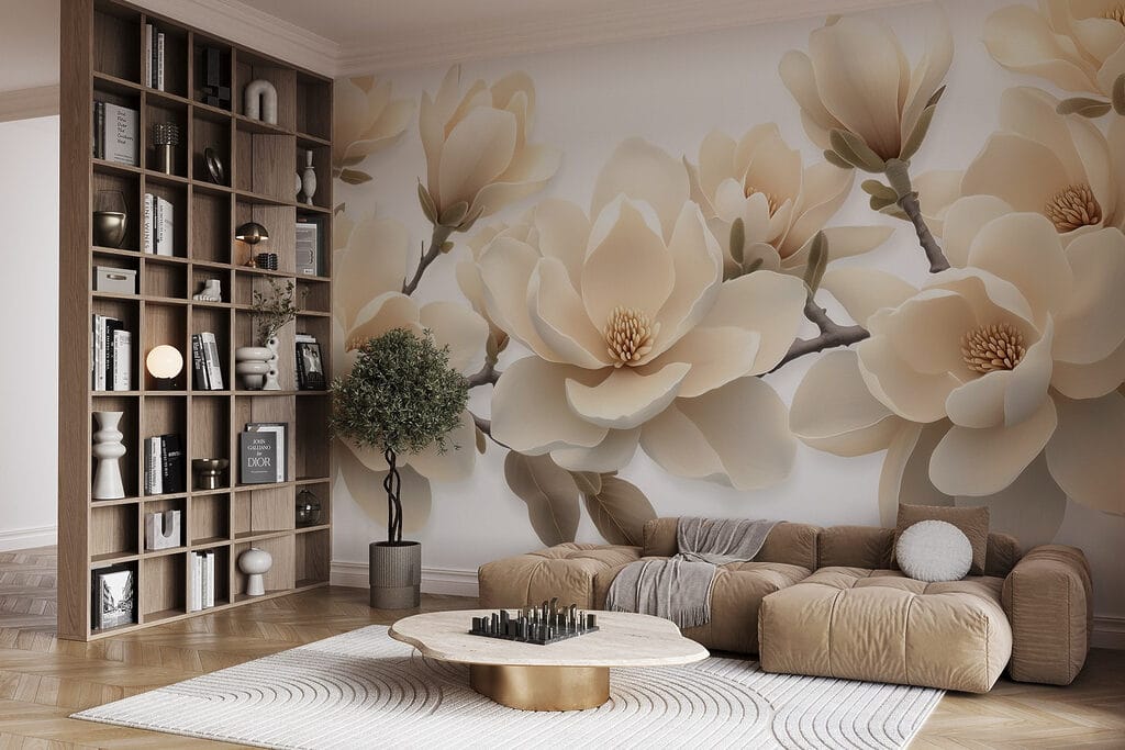 Krémové magnolie vedle sebe — interiér 3