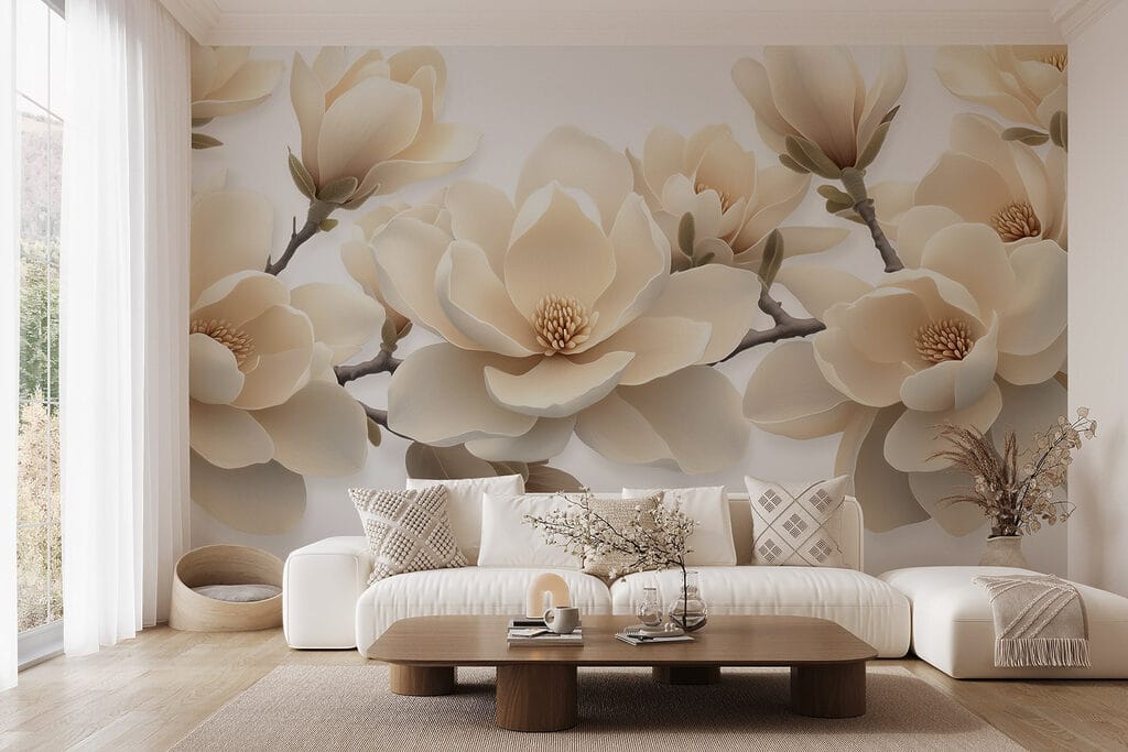 Krémové magnolie vedle sebe — interiér 4