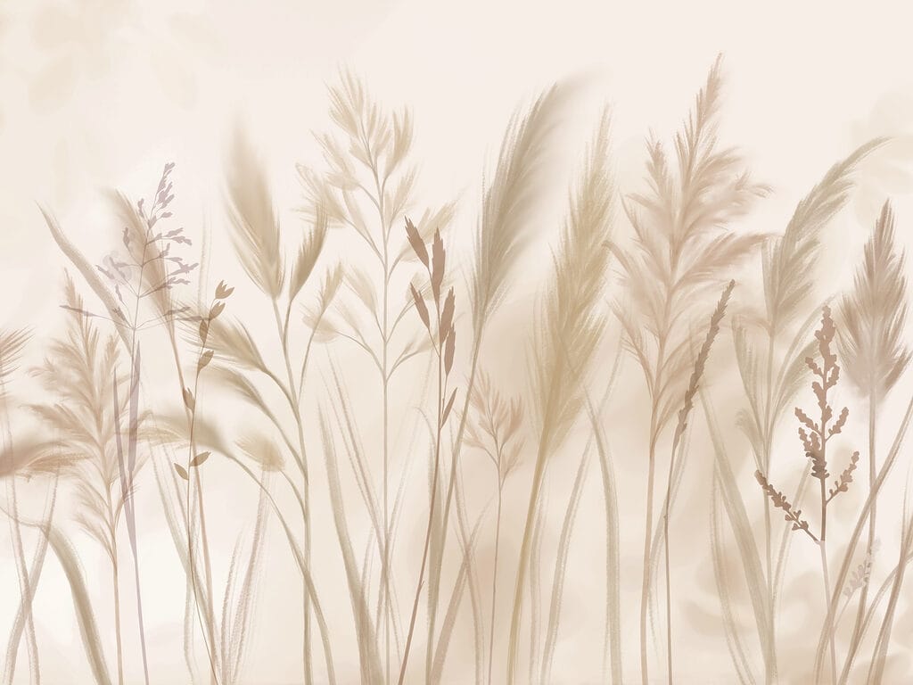 Zlaté trávy na růžovém — celý design