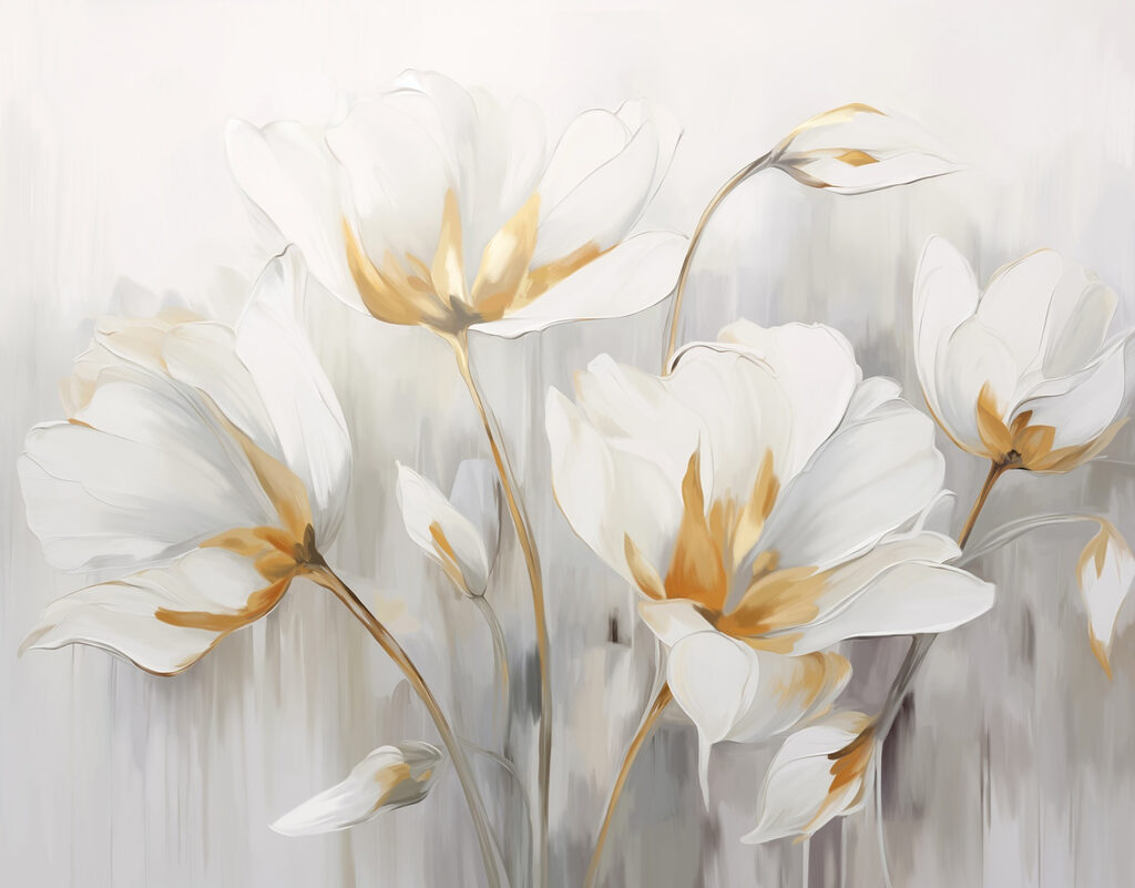 Bílé tulipány — celý design