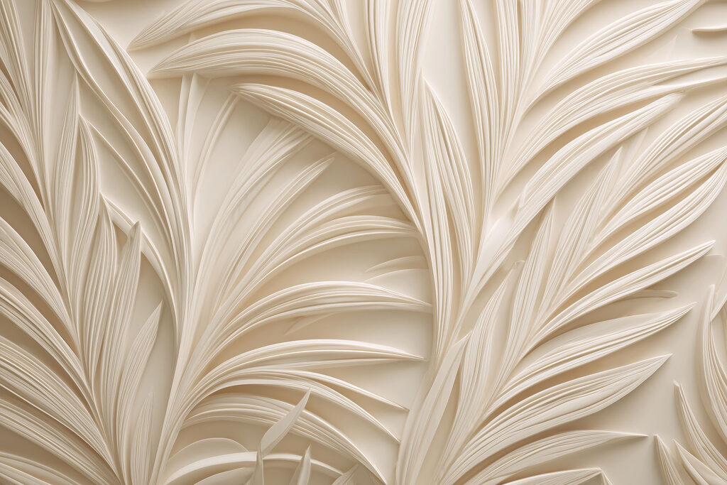 Krémové palmové listy — celý design