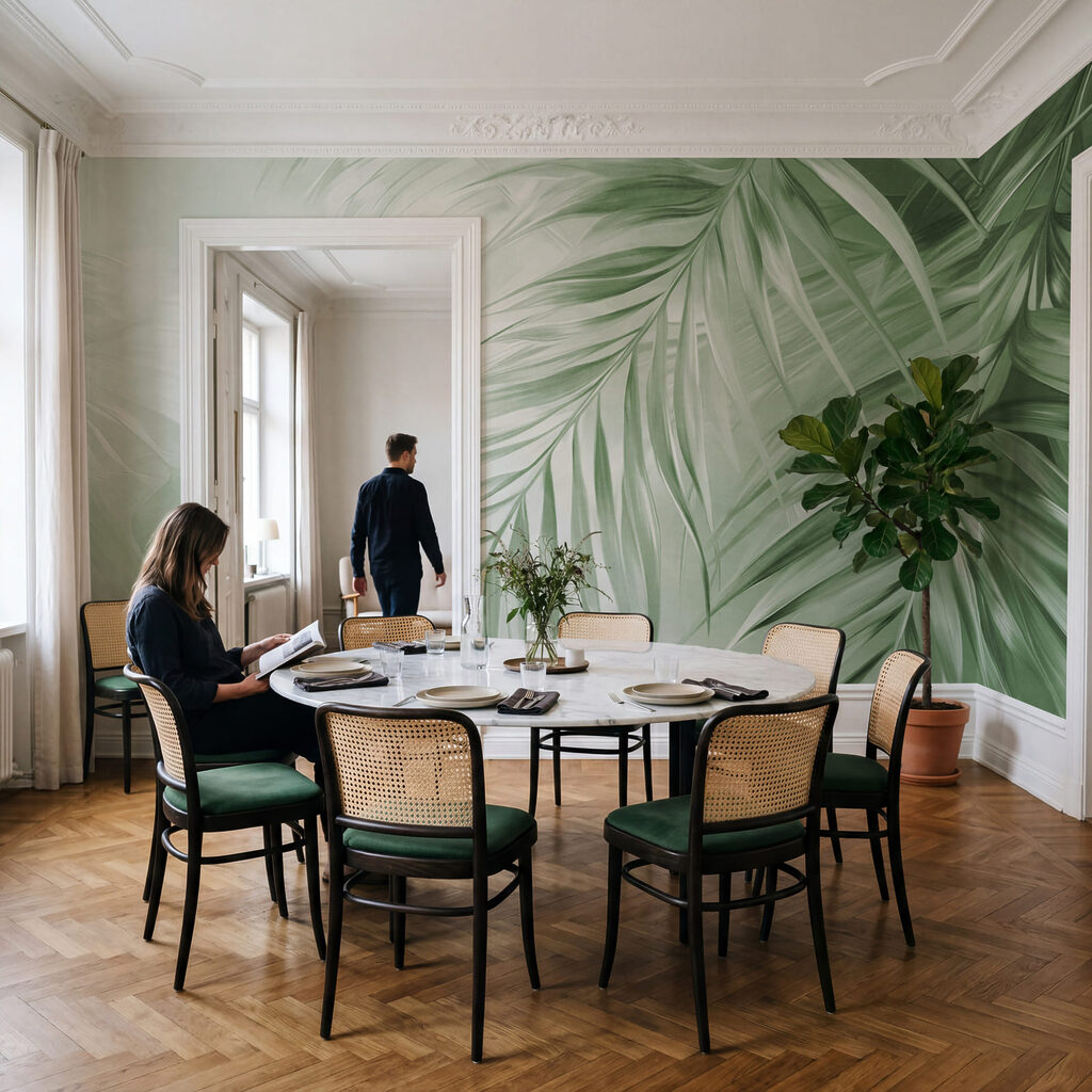 Šikmé palmové listy — interiér 1